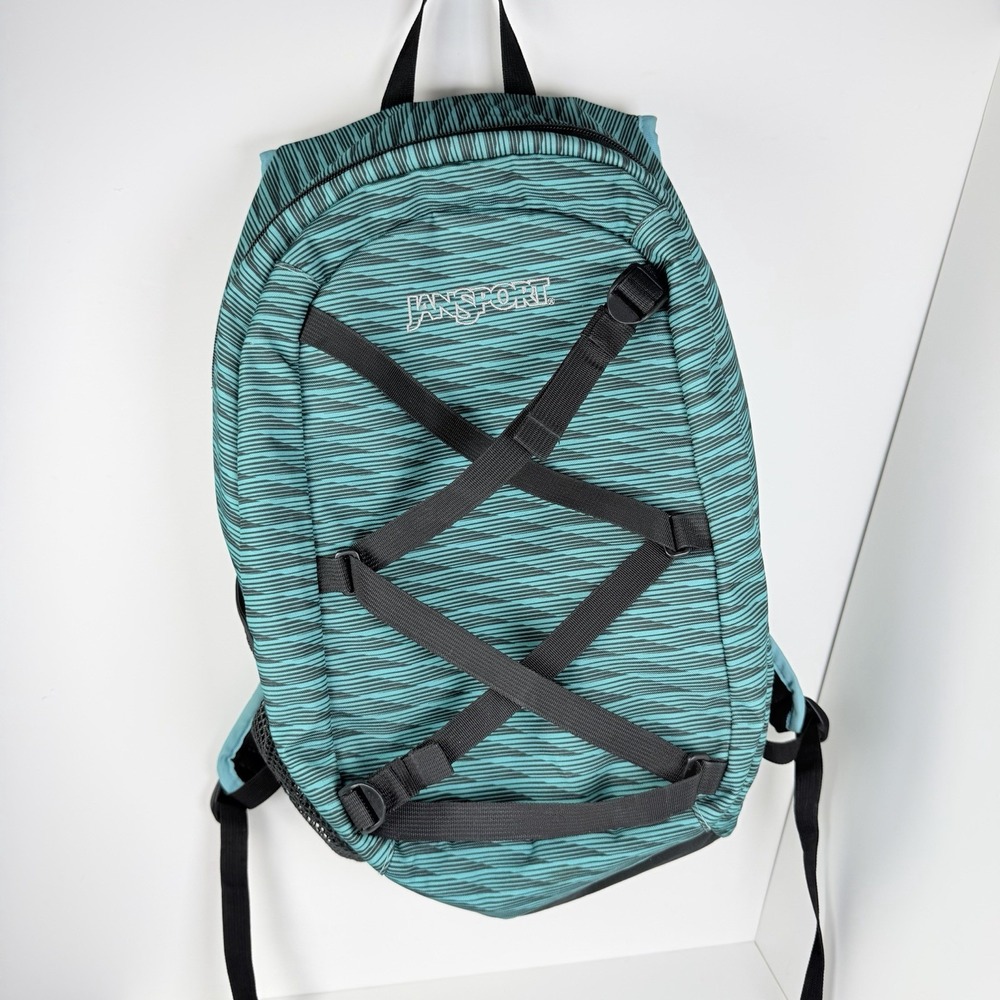 Vintage JanSport Backpack Teal Black Y2K 90s 2000s Laptop Sleeve Rare